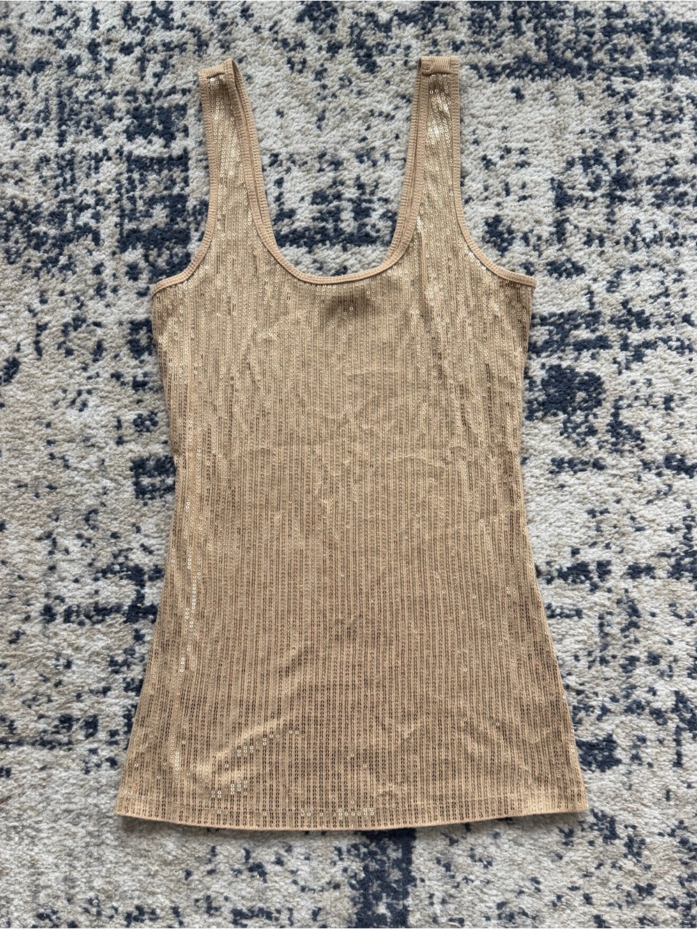 Y2K Hannah Montana Sleeveless Metallic Ribbed Tank Top in Champagne